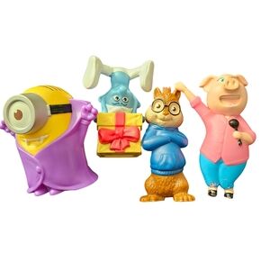 Bundle of Collectable Mcdonald Toys, Minion, Smurf, Chipmunk, Sing Movie.